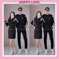 Đồ đôi nam nữ mùa đông set couple áo nam váy nữ màu đen chất nỉ dày lót lông cao cấp hàng Quảng Châu HAPPYLOVE H109
