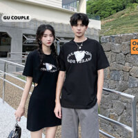 Đồ đôi nam nữ set áo thun nam váy nữ hở eo vải cotton thời trang mùa hè cho cặp đôi HAPPYLOVE G078