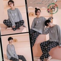 Đồ đôi ulzzang style Hàn Quốc , Đồ ngủ đôi mặc ở nhà cho cặp đôi dài tay JULY HOMEWEAR