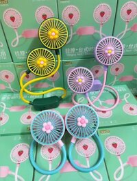 Đồ dùng văn phòng: Quạt đeo cổ tiện lợi hình trái cây (Neck USB Fan) có thể điều chỉnh đa hướng; pin sạc, Model DD 8026 DianDi Brand