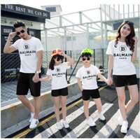 Đồ Gia Đình so Cute In Họa Tiết chữ BALMAIN PARIS xinh xắn dễ thương (Giá 1 bộ luôn quần và áo)