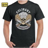 Đồ họa chất lượng cao Tee Chef Culinary Gangsters Cook Bbq Masterchef Baker Skull Hat Mới lạ Áo thun nam thông thường