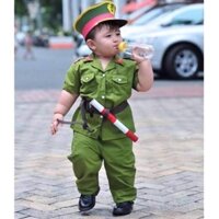 Đồ Hoá Trang Bộ Quần Áo Cảnh Sát Màu Xanh cho Bé Đầy Đủ Phụ Kiện