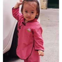 Đồ Lam Cho Bé  Mẫu Tàu Xéo Cho Bé  Đồ Bộ Bé  Quần Áo Bé Gái - Hồng Đậm,Size A0- 5kí TrởLại