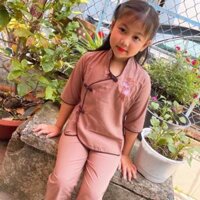 Đồ Lam Cho Bé  Mẫu Tàu Xéo Cho Bé  Đồ Bộ Bé  Quần Áo Bé Gái - Ca Cao,Size A0- 5kí TrởLại