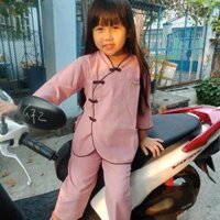 Đồ Lam Cho Bé  Mẫu Tàu Xéo Cho Bé  Đồ Bộ Bé  Quần Áo Bé Gái - Hồng Lợt,Size A0- 5kí TrởLại