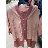 Đồ Lam Đi Chùa  Bà Lai Vải Gấm Và Lụa Pháp Cao Cấp  Quần Áo Nữ  Đồ Bộ Nữ - Đất Hồng,Size 3- 56kí Trở Lại