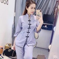 Đồ Lam Đi Chùa Cho Mẹ &amp;Bé  Cổ Tàu  Đồ Bộ Bé Gái  Quần Áo Bé - Lam,Size A0- 5kí trở lại