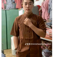 Đồ lam đi chùa cho nam, Đồ bộ nam phật tử.mẫu cổ tàu cộc tay nút thắt chất liệu cotton thoáng mát phong cách lịch sự