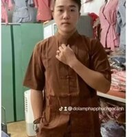 Đồ lam đi chùa cho nam#sét bộ phật tử cộc tay cổ tàu nút thắt chất liệu lụa cotton Cao cấp thoáng mát phong cách lịch sự