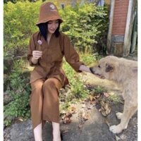 Đồ Lam Đi Chùa  La Hán  Đồ Bộ  Quần Áo Nam Nữ - Vàng Bò Đậm Đồng,Size A1- 10kí TrởLại