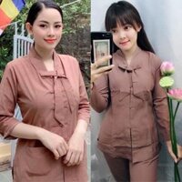 ĐỒ LAM ĐI CHÙA La Hán Nơ Vải Kate Mịn S2 - Màu Cacao,Size 24 - 1 - 44 kí
