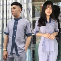 ĐỒ LAM ĐI CHÙA Lãnh Tụ Phối Nam, La Hán Phối Nữ  Mẫu Cặp S2 - Xanh Lam,Size 2 nữ 50 kí
