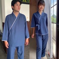 Đồ Lam Đi Chùa  Mẫu Cặp Nam Nữ Đồ Bộ Nam Nữ  Quần Áo Nam Nữ - Xanh Đen,Size 2- 55kí Nam