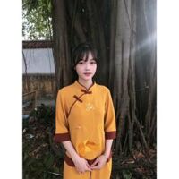 ĐỒ LAM ĐI CHÙA Mầu Đài Loan Thêu Hoa Sen - Màu Vàng,XL 64kí trở lại