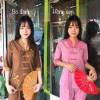 ĐỒ LAM ĐI CHÙA Mẫu La Hán Phối Vải Kate - Hồng Đậm,Size 1 45 kí trở lại