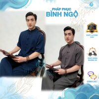 Đồ lam đi chùa nam bộ pháp phục nam tay lỡ cổ tàu chất mềm mại thoải mái, thanh lịch, tôn dáng - Pháp Phục Bình Ngộ
