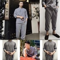 Đồ lam đi chùa nam-Pháp phục dành cho nam vải nhập cao cấp đủ size