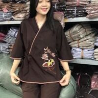 ĐỒ LAM ĐI CHÙA Nhật Nơ Hoa Thêu - Màu Nâu,Size 3 55 kí trở lại