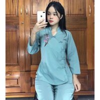 Đồ Lam Đi Chùa  Tàu Cài Xéo - Xanh Ngọc,Size 4- 58kí TrởLại