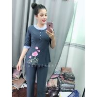 Đồ Lam Đi Chùa  Thun Phối  Vải Thun  Trung Niên  Đồ Bộ - Xám,Size 6- 68kí Trở Lại