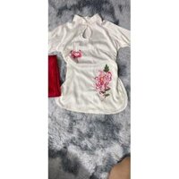 Đồ Lam Đi Chùa Trang Nghiêm Mẫu Hoa Bỉ Ngạn Mới Hót - Trắng quần đỏ,XL