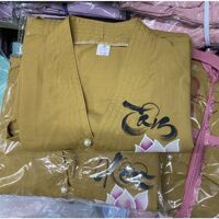 Đồ Lam Đi Chùa  Xéo Nơ Vẽ  Quần Áo Nữ Đồ Bộ - Vàng Cafe Sữa,Size 1- 45kí Trở Lại