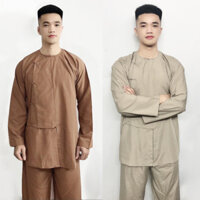 Đồ Lam Quần Áo Đi Chùa Bộ Nam Vạt Hò Dài Tay Cao Cấp Lịch Sự Chất Vải Dày Dặn Mềm Mịn Mặc Rất Mát Và Thoải Mái
