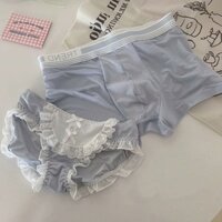 Đồ lót đôi, một nam một nữ, viền ren, lụa băng, kiểu dáng cặp đôi kháng khuẩn siêu mỏng, thoáng khí