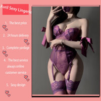 Đồ Lót Gợi Cảm Ren Tím Jumpsuit Pure Desire Đồng Phục Phù Hợp Với Bộ Đồ Ngủ Miễn Phí Nữ Cám Dỗ