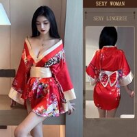 Đồ Lót Gợi Cảm Showa Geisha cos Kimono Tro Cám Dỗ Sâu v Riêng Áo choàng Cải Thiện Váy Ngủ Gợi Cảm Bộ Đồ Ngủ