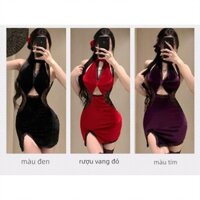 Đồ lót sexy, bộ đồ ngủ đồng phục nhung và ren cheongsam sexy 0SZH