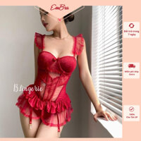 Đồ Lót Sexy Ren Có Gọng Nâng Ngực Kèm Gater Nịt Tất Gợi Cảm Cao Cấp Áo Corset Có Đệm Lót Tôn Dáng, Tôn Eo Quyến Rũ