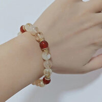 Đỏ Mã Não Hoa Thương Hiệu May Mắn May Mắn Tóc Vàng Pha Lê Hoa Lan Hổ Mắt Vòng Tay May Mắn Pha Lê Vòng Tay