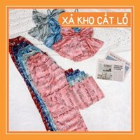 Đồ mặc nhà, bộ đồ ngủ hai dây satin lụa Navy, quần dài + áo hai dây dễ thương