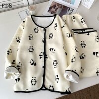 Đồ mặc nhà đồ ngủ dễ thương FDS nữ dày dặn bông không khí Bộ Mới dài tay mùa xuân thu xen kẽ hoạt hình