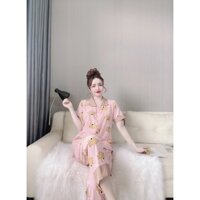 Đồ mặc nhà ,đồ ngủ lụa gấu cổ sen,Có túi quần lụa 100d loại 1