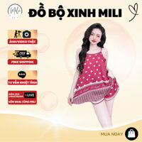Đồ Mặc Nhà, Đồ Ngủ Nữ. YẾM 2 DÂY, NÚT BỌC. Quần Đùi Có Túi. Vải Lụa Latin. Hoạ Tiết Dễ Thương.