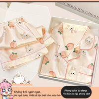 Đồ Mặc Nhà Pijama Đồ Ngủ Quả Đào Cute Màu Hồng  Dành Cho Nữ