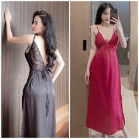 Đồ ngủ 2 dây gợi cảm Đầm có mút ngực Lụa Latin Cao Cấp Đồ ngủ sexy quyến rũ Lụa mềm (có che tên sp)