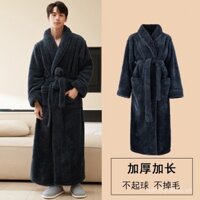 Đồ ngủ áo choàng ngủ nam Áo choàng tắm siêu dài thu đông lót nhung san hô dày dặn Áo choàng nam Size Lớn mùa đông