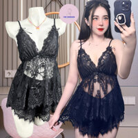 Đồ Ngủ Bigsize 50-100kg Sexy Set 2 Dây Ren Quần Xoè Giả Váy Lót Lụa Nịnh Dáng