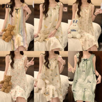 Đồ ngủ cotton bong bóng mùa hè FDS cho phụ nữ có đệm ngực, áo vest có dây đeo có thể tháo rời, đồ ngủ mùa hè