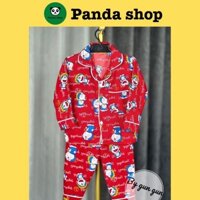 Đồ ngủ Cotton Đũi Nhật Bản Doremon đỏ CD13 tay dài trẻ em đồ ngủ bé trai gái pandashop