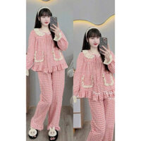 Đồ ngủ dài cổ bèo, dễ thương, freesize dưới 60kg