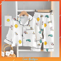 Đồ Ngủ Dài Tay Cho Bé, Bộ Pijama dài tay Bé Trai, Bộ Pijama Cho Bé Gái Chất Đũi In Hình Cực Yêu Cho Bé Từ 8kg - 39kg - H