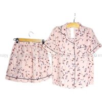 Đồ Ngủ Đùi 40-58kg Pijama Hoa Nhí Hồng Vải Lụa Nhật Lạnh Siêu Mát Maipy PN07