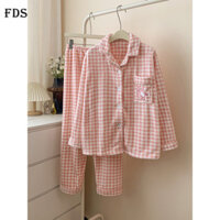 Đồ ngủ FDS Hồng Ruby flannel quần dài tay mẫu mới thu đông cho nữ bộ đồ mặc nhà hoạt hình dễ thương hai chiếc dày dặn