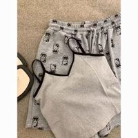 Đồ ngủ hai dây nhỏ phong cách Hàn Quốc FDS nữ mùa hè mẫu mới Hello Kitty in họa tiết có đệm ngực Bộ đồ mặc nhà quần áo ba lỗ