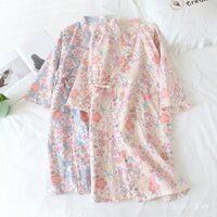 Đồ ngủ kimono Nhật Bản cho phụ nữ, áo choàng cotton phong cách Nhật Bản, cà vạt hoa anh đào, đồ tắm ở nhà, yukata